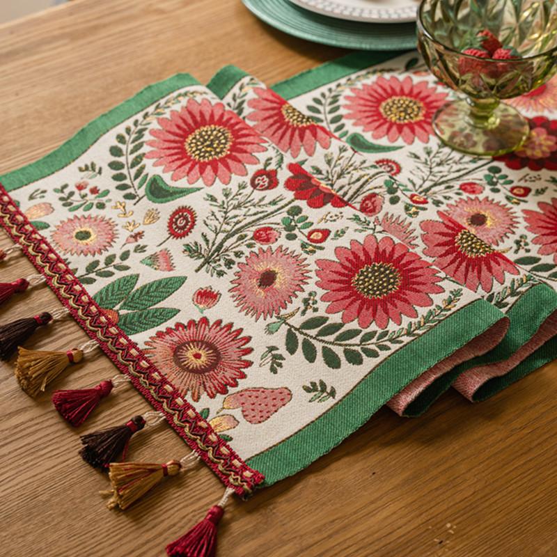 Retro Jacquard Table Runner with Tassels Sunflower Embroidery Table Setting Ethnic Style Dining Kitchen Decoration Table Runners 35x140CM
Retro Jacquard Table Runner with Tassels Sunflower Embroidery Table Setting Ethnic Style Dining Kitchen Decoration Table Runners 35x140CM