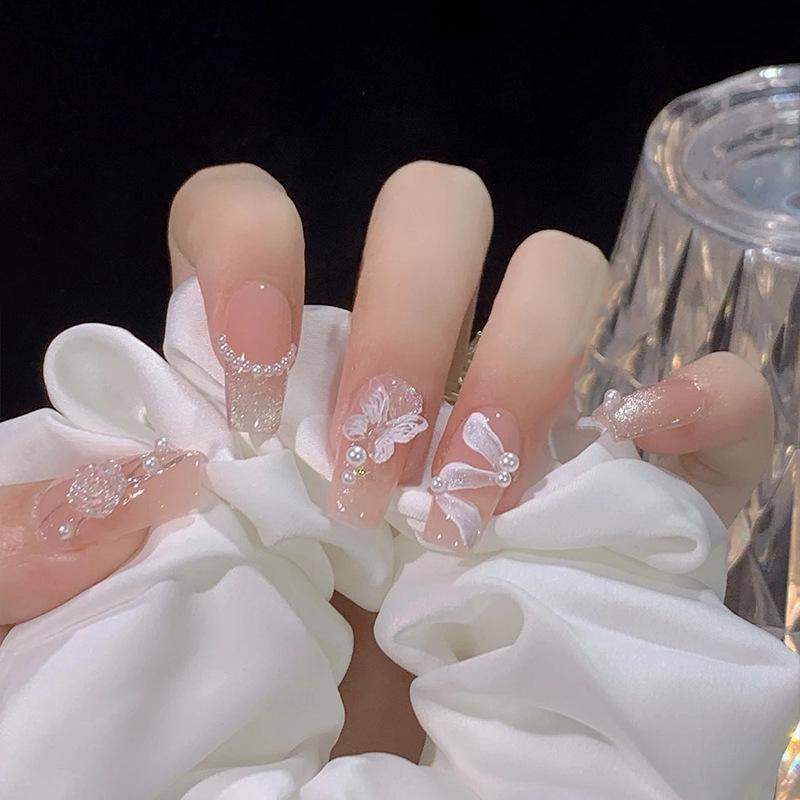 Camellia Cat Eye Butterfly Press-On Nails with Pearl Ribbon Stickers - Elegant Fairy Style Glue Kit
Camellia Cat Eye Butterfly Press-On Nails with Pearl Ribbon Stickers - Elegant Fairy Style Glue Kit