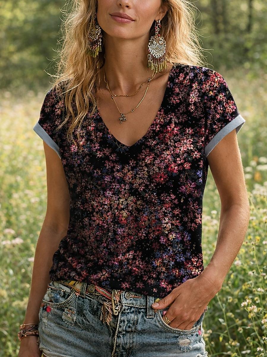 Women s T Shirt Print Floral Graphic Bohemia Vintage Casual Short Sleeve V Neck Regular Tops Daily Yellow Red Purple Green Summer Spring S
Women s T Shirt Print Floral Graphic Bohemia Vintage Casual Short Sleeve V Neck Regular Tops Daily Yellow Red Purple Green Summer Spring S