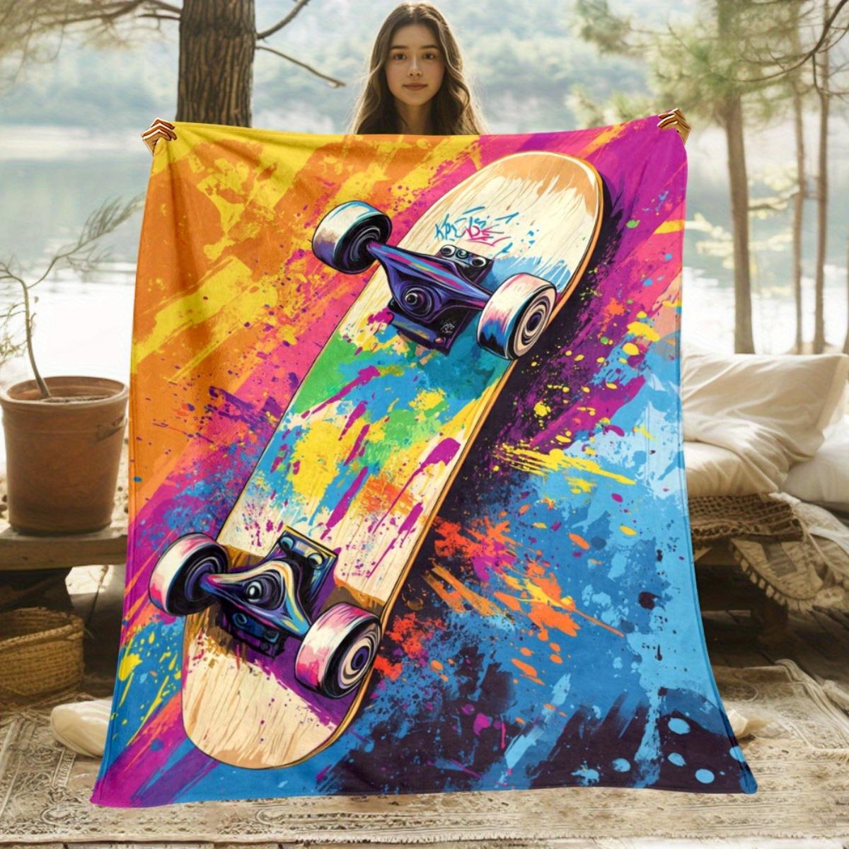 One skateboarddesign flannel blanket warm and soft perfect for sofas beds living rooms offices travel and Christmas 75x100cm
One skateboarddesign flannel blanket warm and soft perfect for sofas beds living rooms offices travel and Christmas 75x100cm