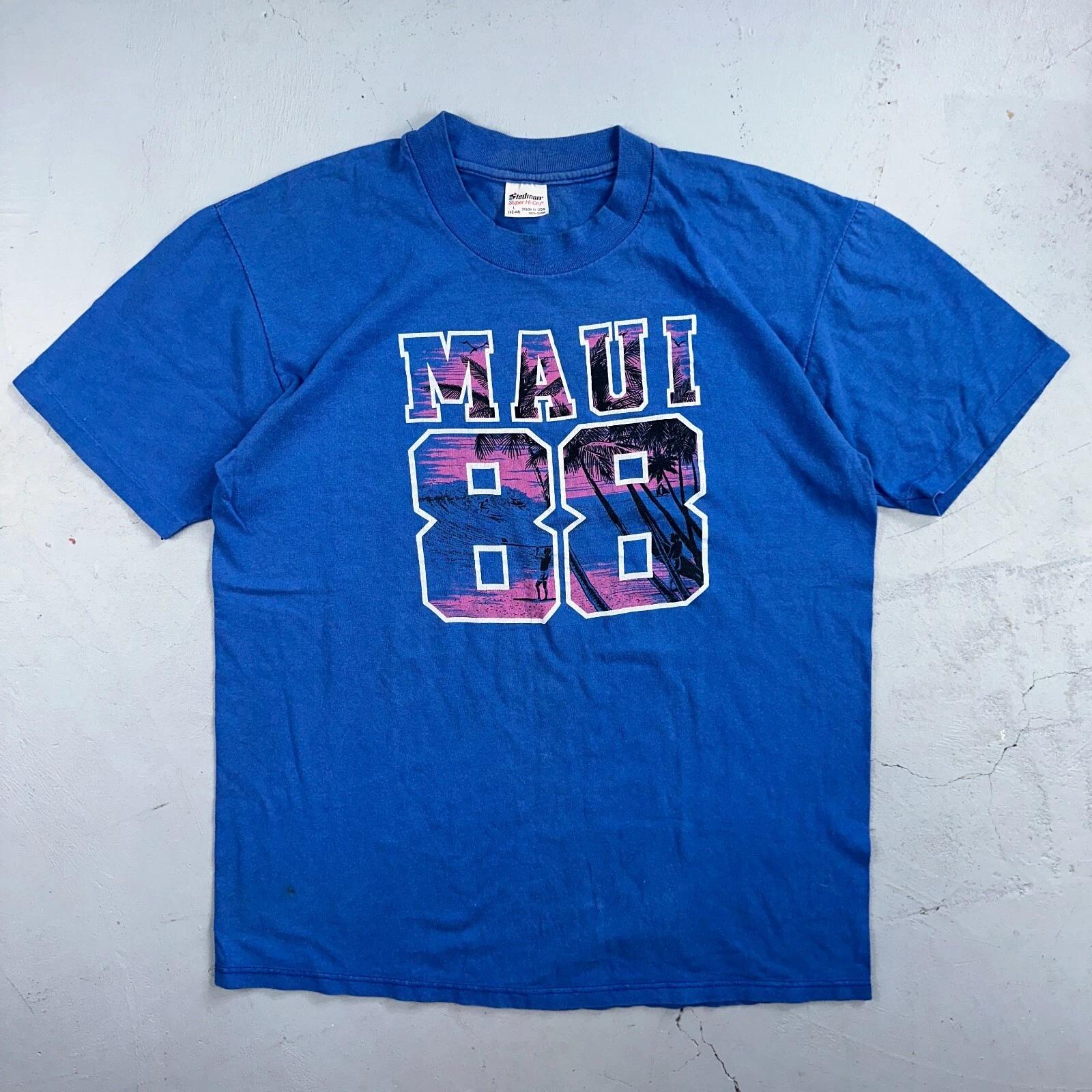 Maui 1988 Hawaii Vintage 80s T Shirt Blue Stedman Single Stitch Crazy Large 88 3XL
Maui 1988 Hawaii Vintage 80s T Shirt Blue Stedman Single Stitch Crazy Large 88 3XL