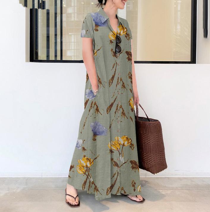 Womens Elegant Shirt Dress Floral Print Short Sleeve Button Down Maxi Dress Casual Loose Fit Lightweight Summer Dress M
Womens Elegant Shirt Dress Floral Print Short Sleeve Button Down Maxi Dress Casual Loose Fit Lightweight Summer Dress M