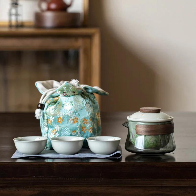 Hand Painted Quick Cup Anti-Scald Glass Travel Tea Set Outdoor Camping Portable Storage Cloth Bag Kung Fu Tea Set Chinese
Hand Painted Quick Cup Anti-Scald Glass Travel Tea Set Outdoor Camping Portable Storage Cloth Bag Kung Fu Tea Set Chinese