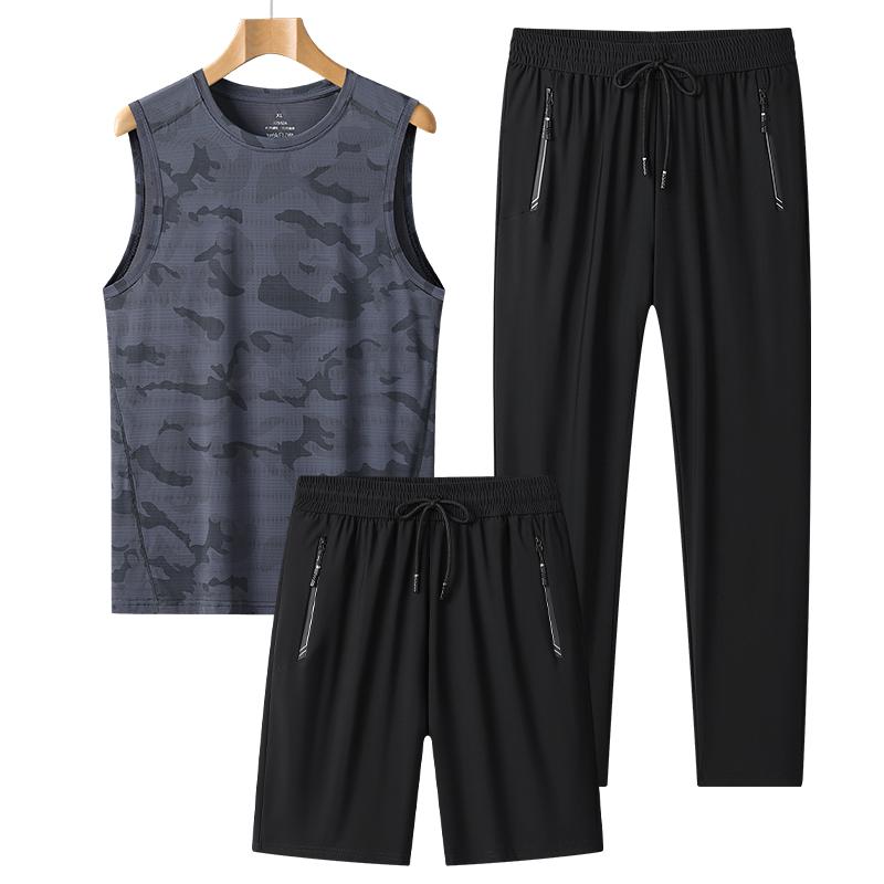 Breathable Short-sleeved Shorts Sports Suit For Men, Loose And Quick-drying Suit For Men, Thin Ice Silk Pants For Men, Casual Three-piece Suit 2XL сірий колір
Breathable Short-sleeved Shorts Sports Suit For Men, Loose And Quick-drying Suit For Men, Thin Ice Silk Pants For Men, Casual Three-piece Suit 2XL сірий колір
