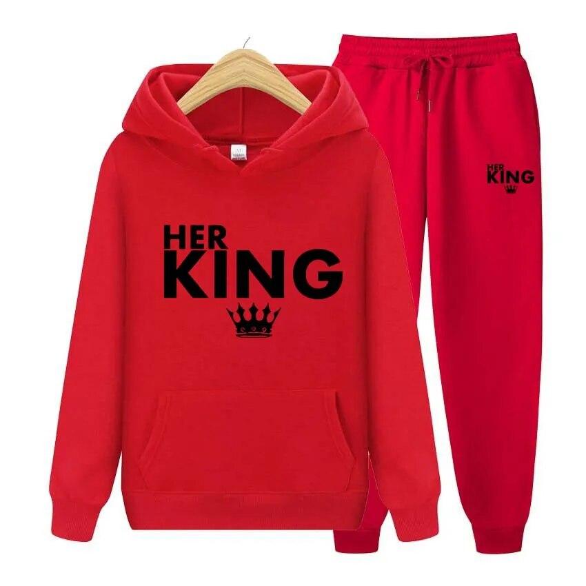 Осенне-зимние толстовки с принтом Her king + брюки, комплект из двух предметов, женские спортивные костюмы, брюки для бега, плотная теплая одежда S
Осенне-зимние толстовки с принтом Her king + брюки, комплект из двух предметов, женские спортивные костюмы, брюки для бега, плотная теплая одежда S