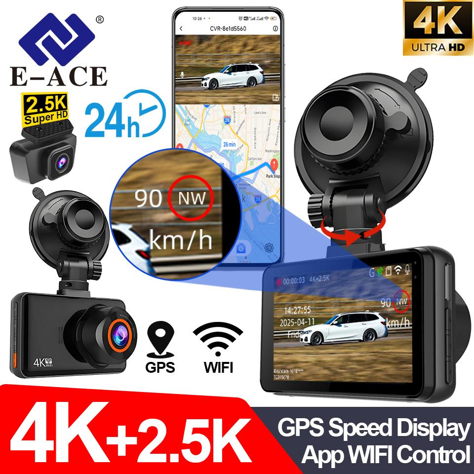 E-ACE Dash Cam 4K+2.5K Dual Channel Car Dvr Support WIFI GPS Speed Display 24h Parking Loop Record Night Vision Black Box NO TF Card
E-ACE Dash Cam 4K+2.5K Dual Channel Car Dvr Support WIFI GPS Speed Display 24h Parking Loop Record Night Vision Black Box NO TF Card