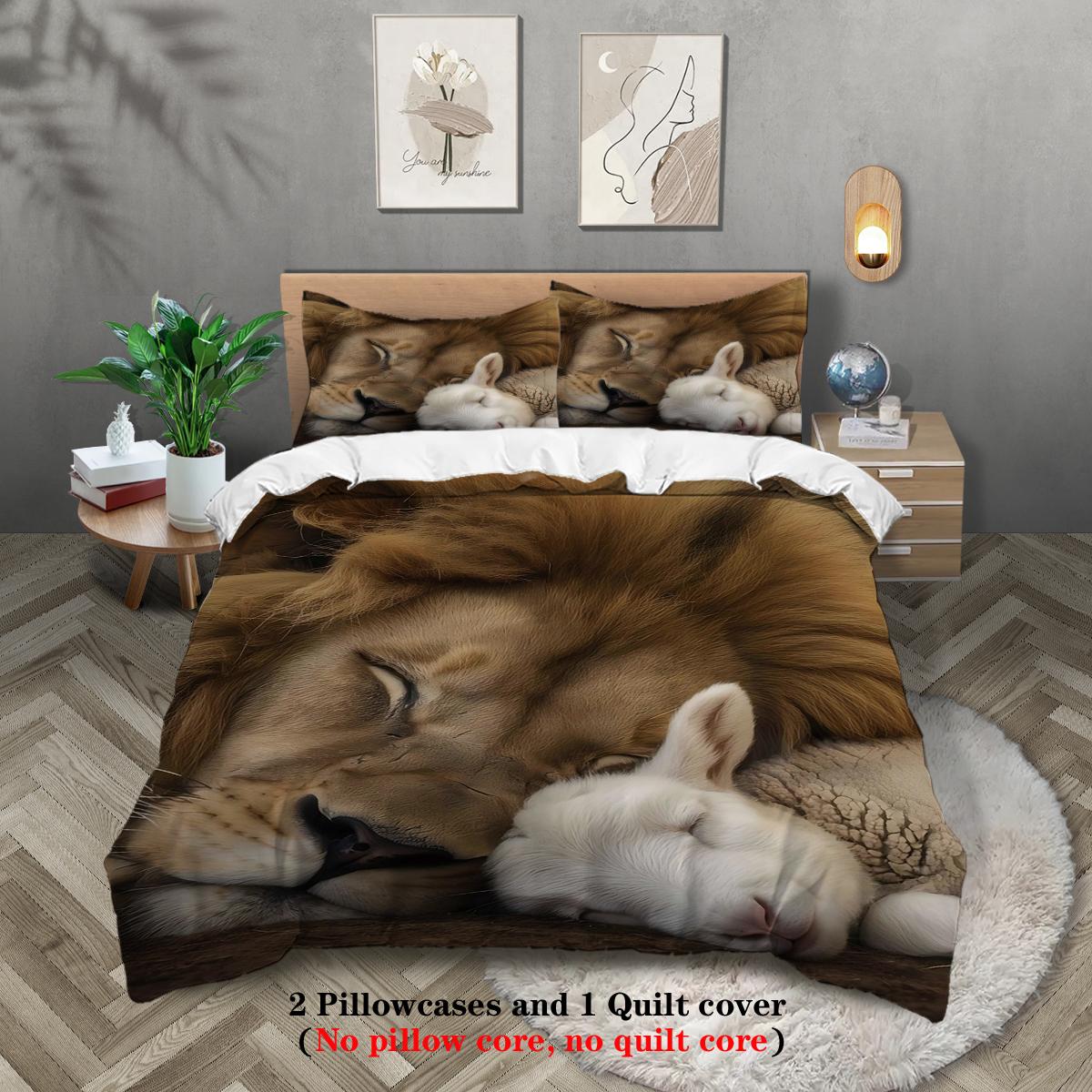 3pcs Lion and sheep pattern printed bedding set,for teens and adult,soft, comfortable and breathable duvet cover, bedroom, hotel 135x200cm-EU-Single
3pcs Lion and sheep pattern printed bedding set,for teens and adult,soft, comfortable and breathable duvet cover, bedroom, hotel 135x200cm-EU-Single