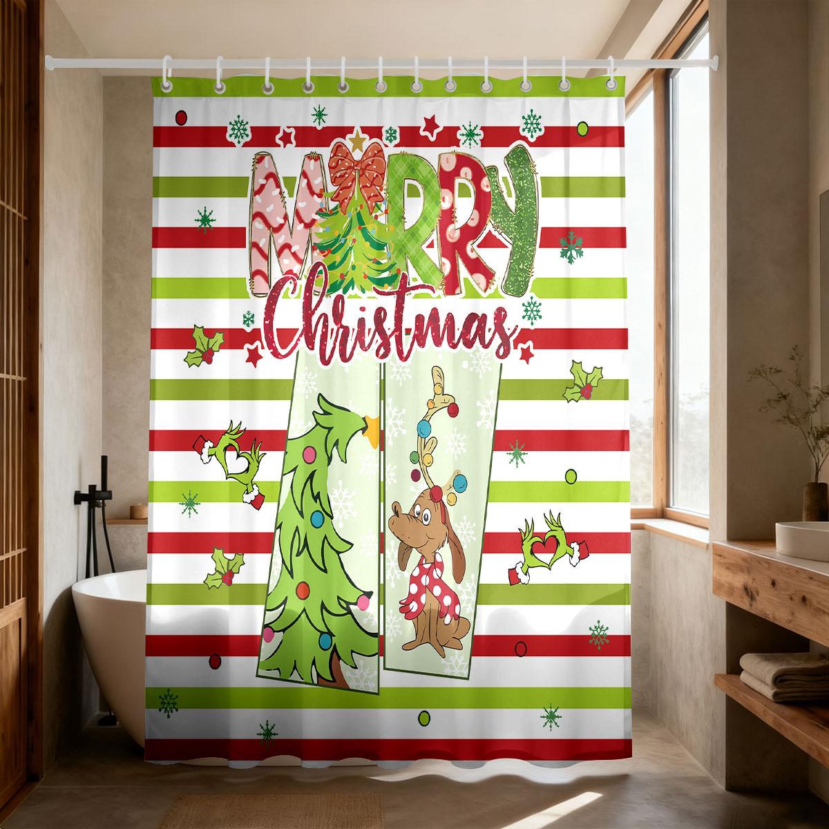 1Pc Merry Christmas, Green Striped Printed Waterproof Bathroom Partition, Privacy Hanging Curtain With 12 Hooks, Easy To Install W60H190(CM)-1 Pcs
1Pc Merry Christmas, Green Striped Printed Waterproof Bathroom Partition, Privacy Hanging Curtain With 12 Hooks, Easy To Install W60H190(CM)-1 Pcs