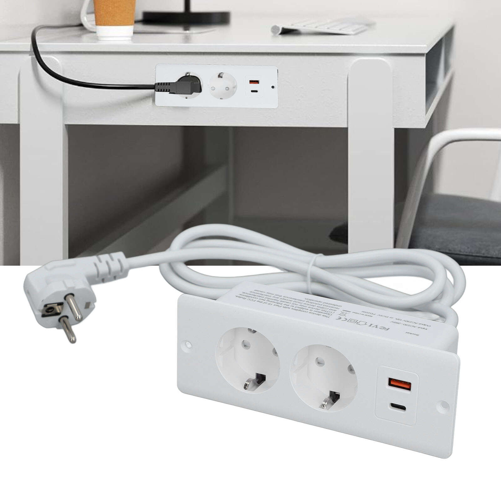 Вбудована розетка 2 розетки з портом PD20W USB C USB A Вбудований меблевий подовжувач живлення Шнур 1,5 м
Вбудована розетка 2 розетки з портом PD20W USB C USB A Вбудований меблевий подовжувач живлення Шнур 1,5 м