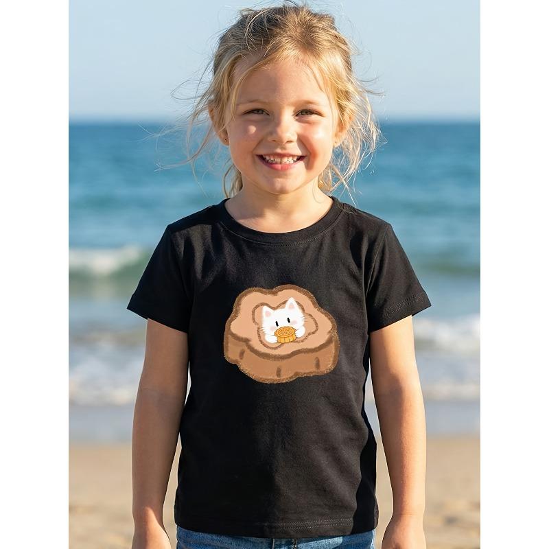 European Size Girls Round-neck Short-sleeved T-shirt with White Cat and Mooncake Pattern Print 98cm чёрный
European Size Girls Round-neck Short-sleeved T-shirt with White Cat and Mooncake Pattern Print 98cm чёрный