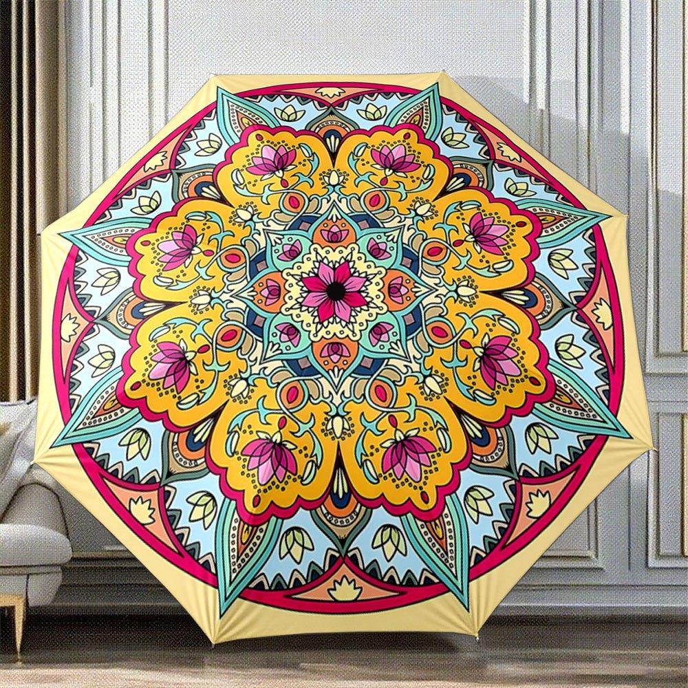 Automatic Folding Umbrella with Mandala Pattern - 8-Rib Compact Portable Self-Opening/ Closing, Turquoise Pink Golden Indian B (as the picture,Iron&8K)
Automatic Folding Umbrella with Mandala Pattern - 8-Rib Compact Portable Self-Opening/ Closing, Turquoise Pink Golden Indian B (as the picture,Iron&8K)