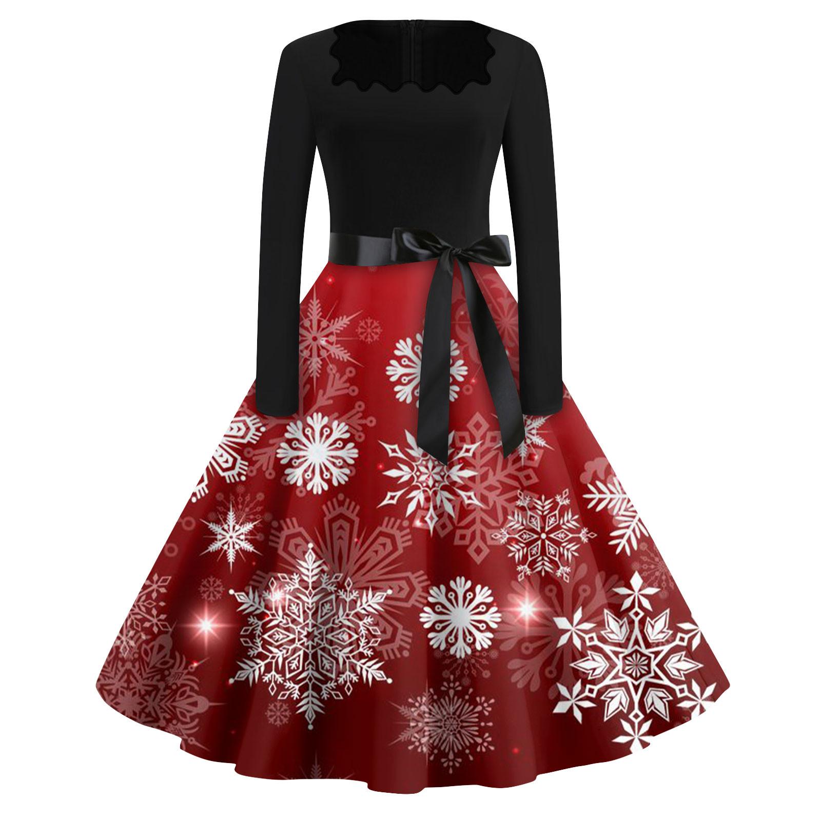 Женская мода с квадратным вырезом, повседневные тонкие рождественские платья с длинным рукавом и принтом L
Женская мода с квадратным вырезом, повседневные тонкие рождественские платья с длинным рукавом и принтом L