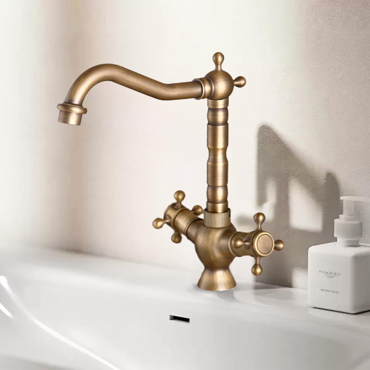 Antique Brass Double Handle Faucet for Kitchen Undermount Sink - Gold Finish, Hot & Cold Water, Ideal for Vegetable Sinks
Antique Brass Double Handle Faucet for Kitchen Undermount Sink - Gold Finish, Hot & Cold Water, Ideal for Vegetable Sinks