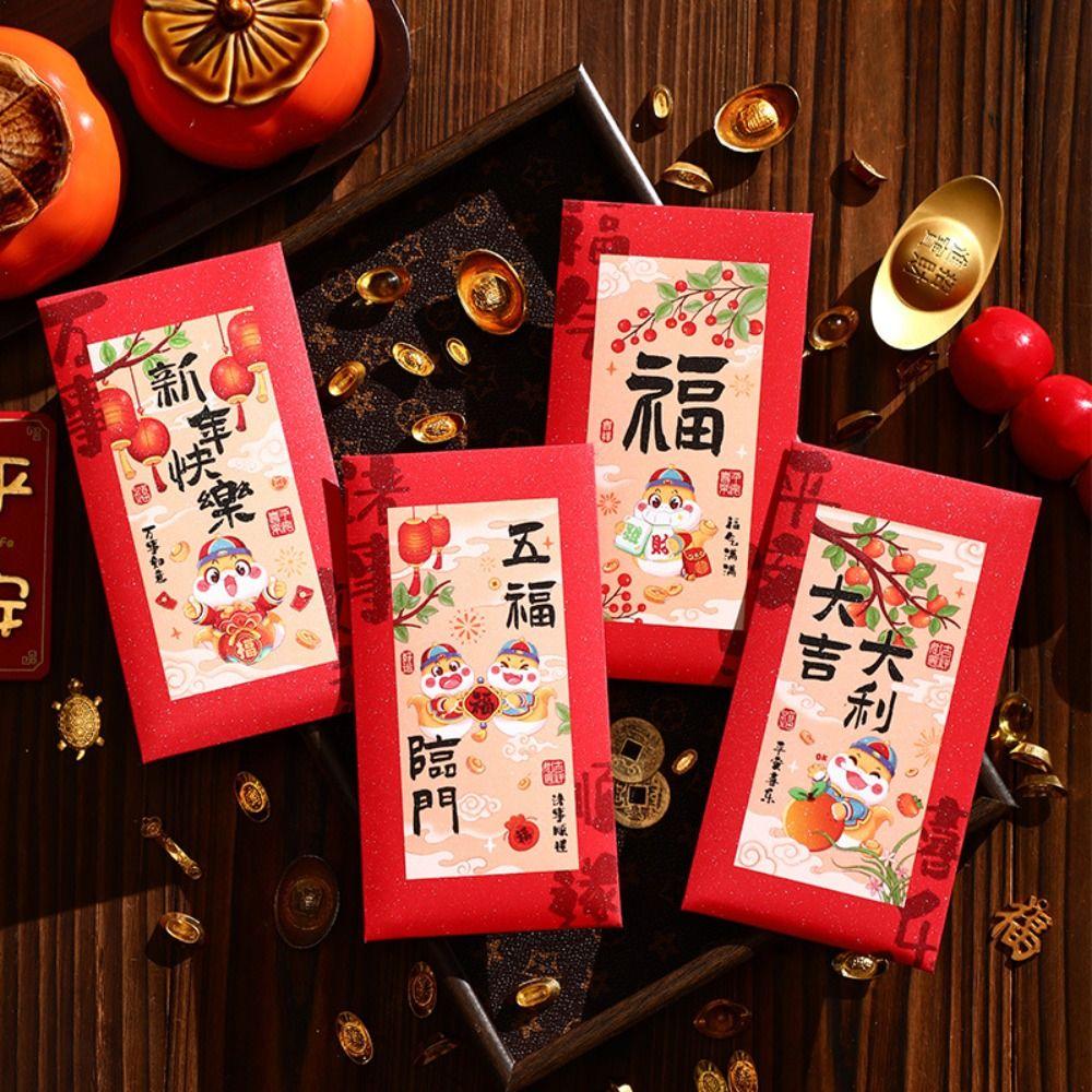 6pcs Cartoon Chinese Snake Year Red Envelopes Blessing Traditional Lucky Money Pockets Paper Hongbao 2025 New Year Red Envelopes
6pcs Cartoon Chinese Snake Year Red Envelopes Blessing Traditional Lucky Money Pockets Paper Hongbao 2025 New Year Red Envelopes