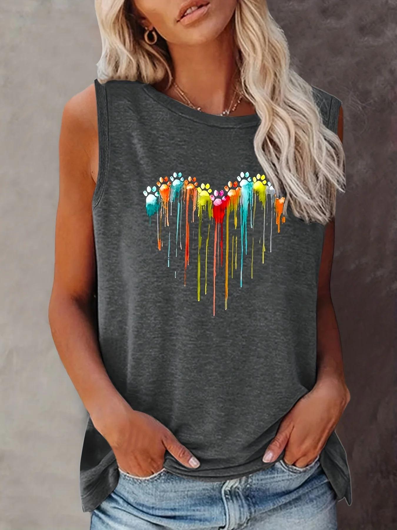Colorful Paw Print Crew Neck Tank Top, Casual Sleeveless Top For Summer, Women s Clothing XL
Colorful Paw Print Crew Neck Tank Top, Casual Sleeveless Top For Summer, Women s Clothing XL