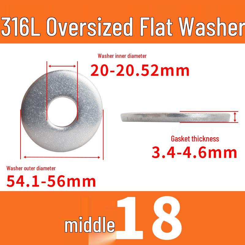316L Stainless Steel Waterproof Rustproof Oversized Flat Washer (DIN9021)
316L Stainless Steel Waterproof Rustproof Oversized Flat Washer (DIN9021)