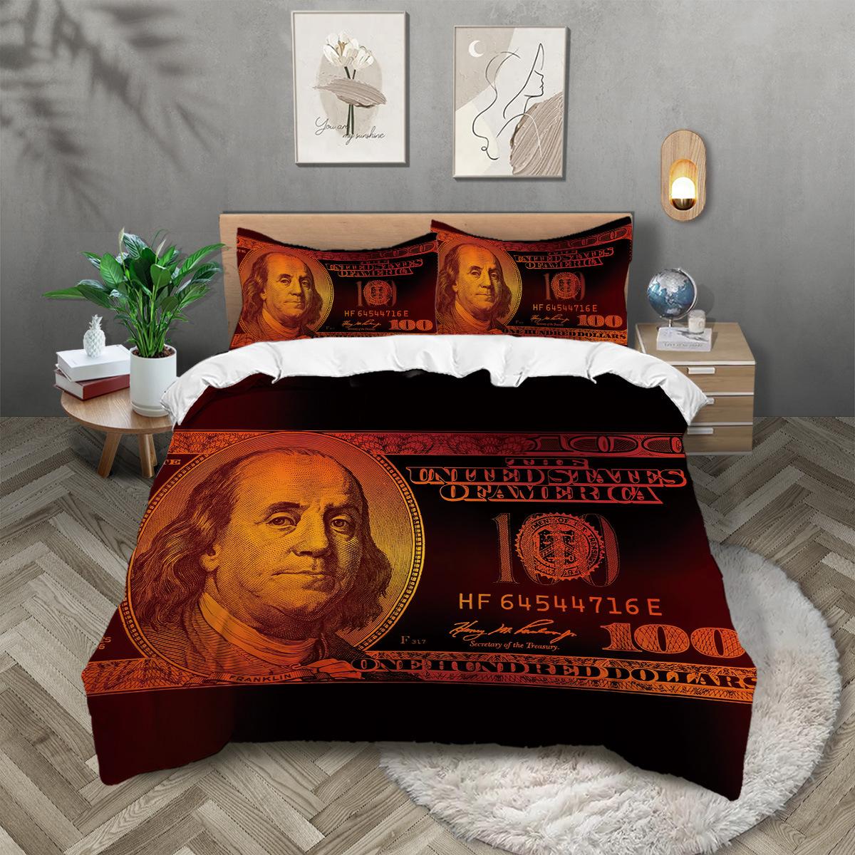 Креативный комплект стеганого одеяла с цифровой печатью с долларовым узором, комплект из трех предметов для постельного белья с пескоструйной обработкой 135x200cm
Креативный комплект стеганого одеяла с цифровой печатью с долларовым узором, комплект из трех предметов для постельного белья с пескоструйной обработкой 135x200cm