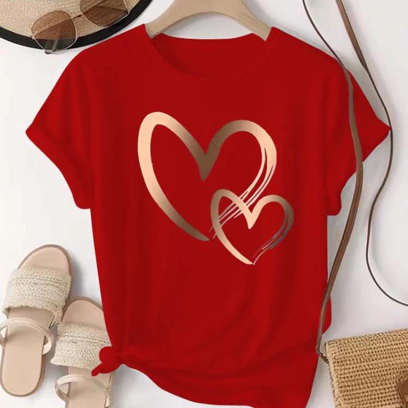 Summer New Fashion Women s Heart Printed T-shirt Trendy Casual Round Neck Top Short Sleeves Women T-shirt Women Clothing XL червоний
Summer New Fashion Women s Heart Printed T-shirt Trendy Casual Round Neck Top Short Sleeves Women T-shirt Women Clothing XL червоний