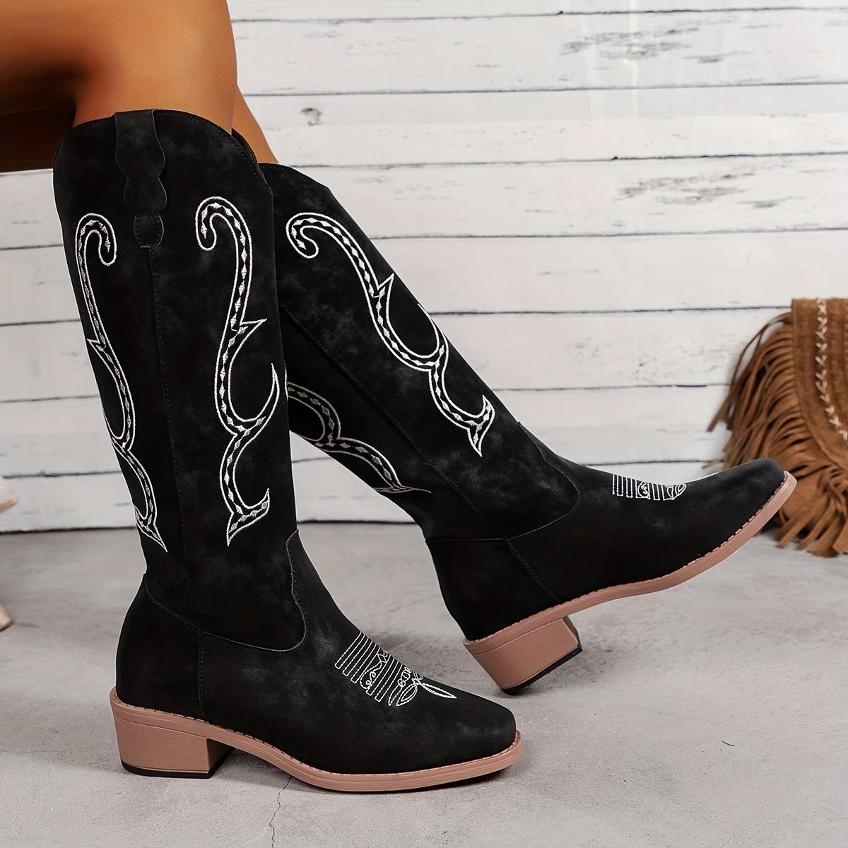 Large size thick heel western cowboy boots embroidery sleeve knight boots square head non-slip waterproof tall women s boots 43 чорний
Large size thick heel western cowboy boots embroidery sleeve knight boots square head non-slip waterproof tall women s boots 43 чорний