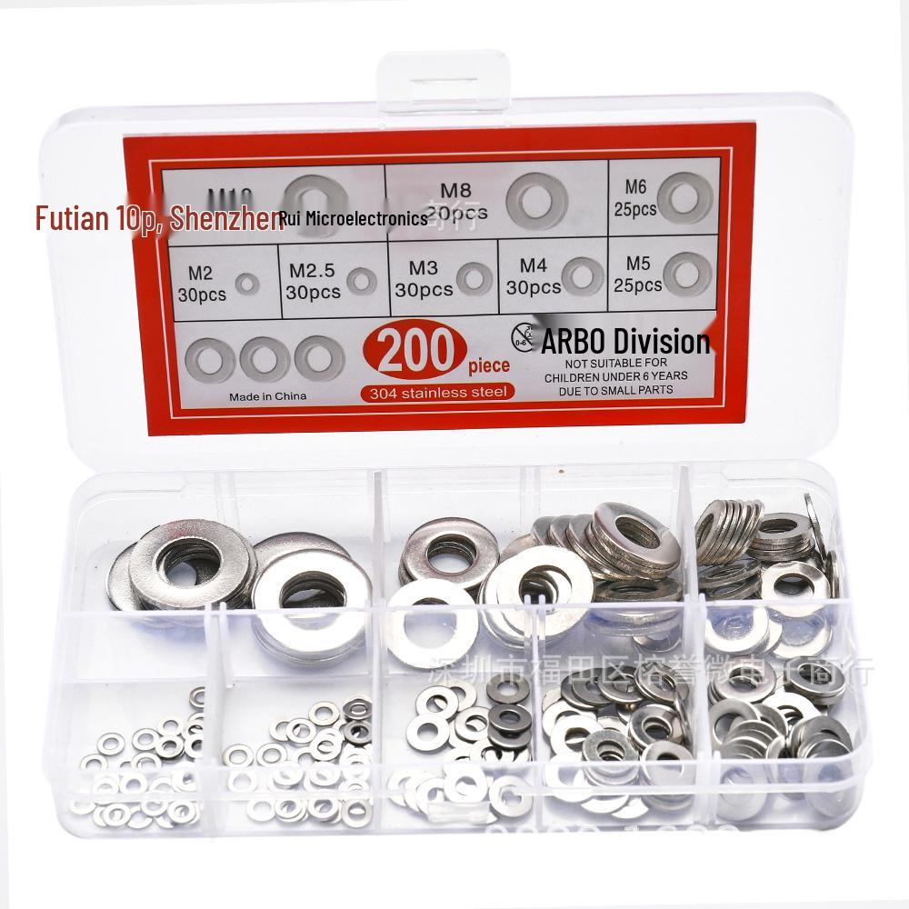 200PCS Carbon Steel Flat Washers Set: Round, Thickened Metal Screws, M2-M10 Sizes
200PCS Carbon Steel Flat Washers Set: Round, Thickened Metal Screws, M2-M10 Sizes