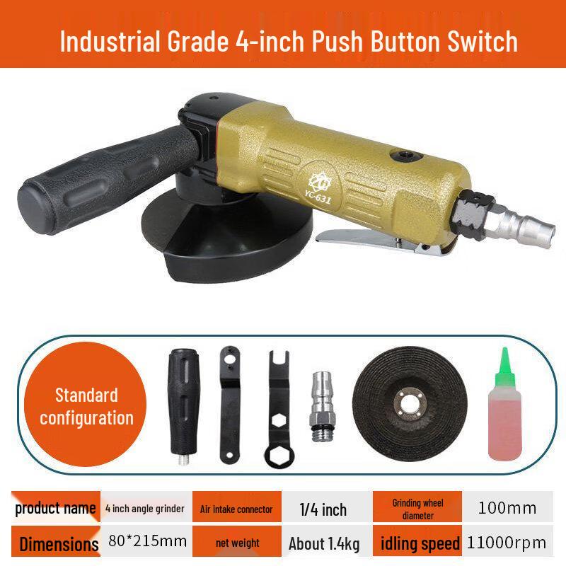 Yundu YC-631 Industrial 4-inch Pneumatic Angle Grinder
Yundu YC-631 Industrial 4-inch Pneumatic Angle Grinder
