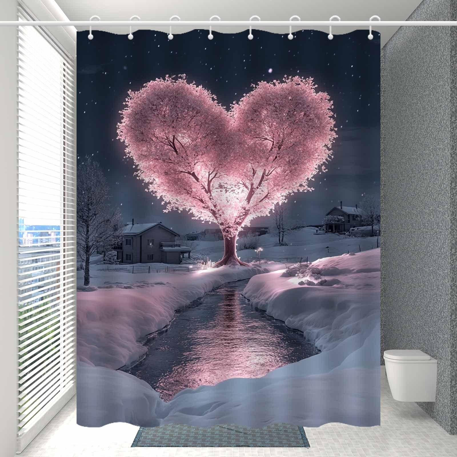 Pink Heart-Shaped Glowing Tree Shower Curtain,, Machine Washable Polyester, Winter Night Sky Scene, Elegant Bathroom Decor W60H190(CM)-1 Pcs
Pink Heart-Shaped Glowing Tree Shower Curtain,, Machine Washable Polyester, Winter Night Sky Scene, Elegant Bathroom Decor W60H190(CM)-1 Pcs