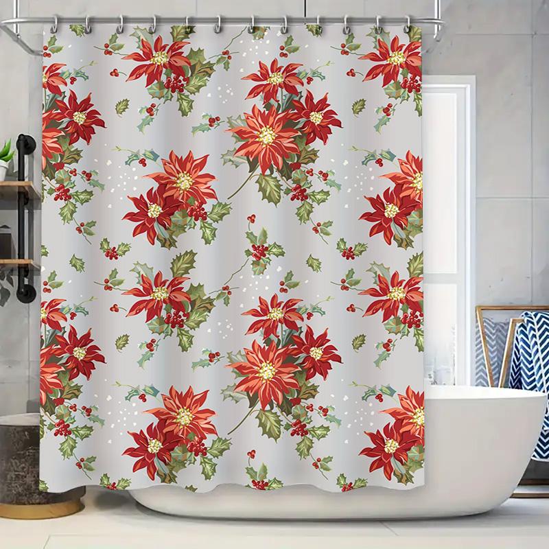Delightful Christmas Floral Shower Curtain Red Poinsettia Green Holly Leaf Pattern For Bathroom Decoration 72X84In (183Cm X 213C W60H190(CM)-1 Pcs
Delightful Christmas Floral Shower Curtain Red Poinsettia Green Holly Leaf Pattern For Bathroom Decoration 72X84In (183Cm X 213C W60H190(CM)-1 Pcs
