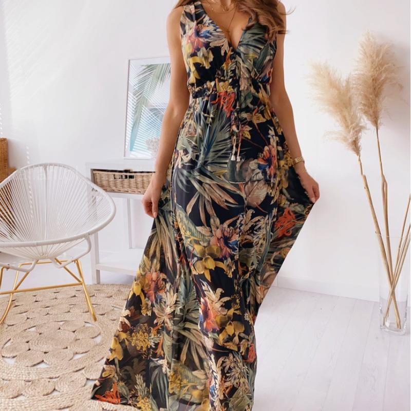 Europe and the United States popular summer dress new printing backless strap dress XXL чорний
Europe and the United States popular summer dress new printing backless strap dress XXL чорний