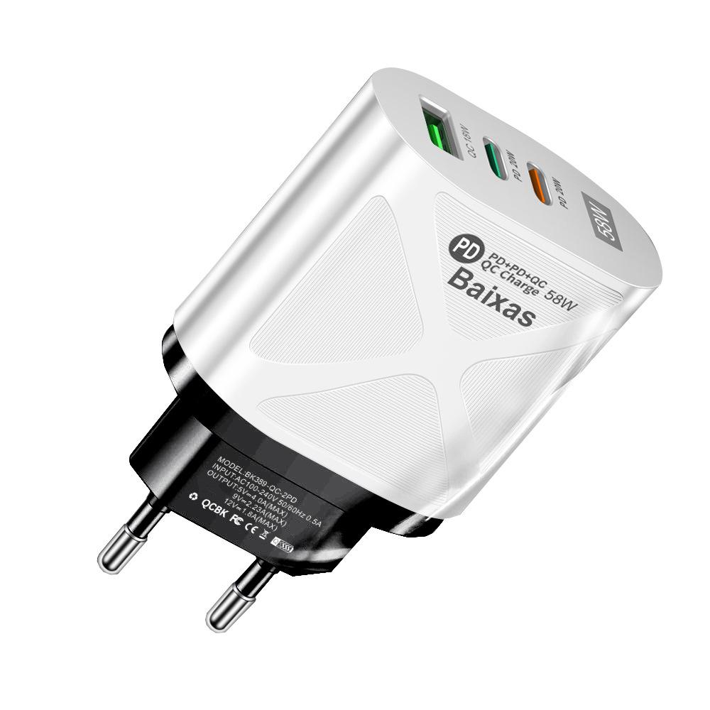 58W Dual Fast Charger with 2 PD+QC3.0 Ports, EU/US/UK/AU Plugs
58W Dual Fast Charger with 2 PD+QC3.0 Ports, EU/US/UK/AU Plugs