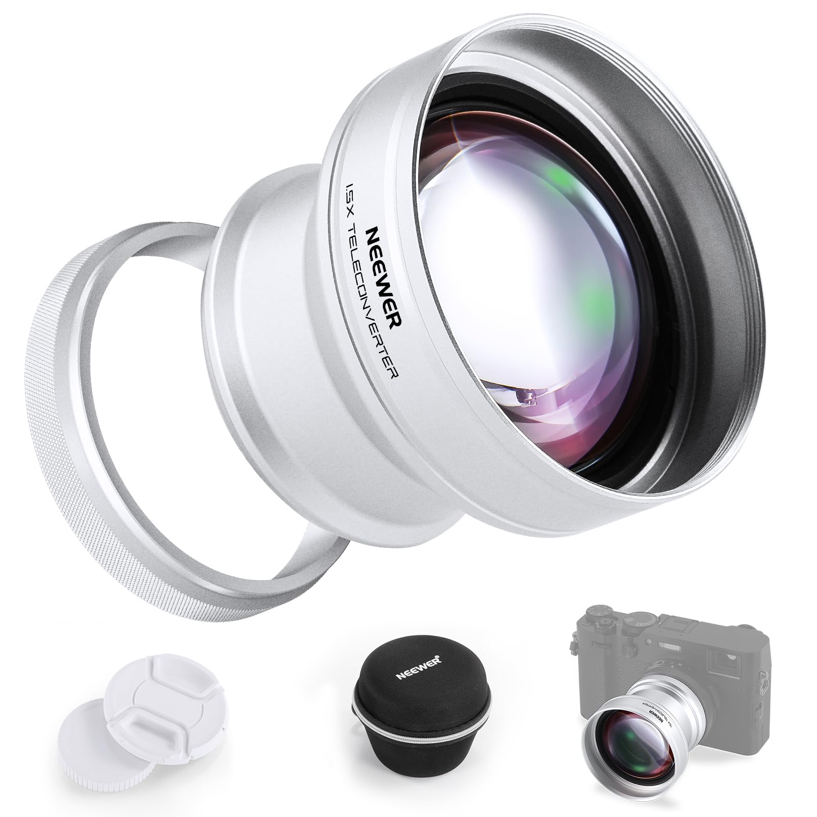 NEEWER 49mm 1.5X Teleconverter Lens Additional Lens HD Optical Glass Multi-Coating with 49-49mm Adapter Ring Compatible for Fujifilm X100 X100S X100F
NEEWER 49mm 1.5X Teleconverter Lens Additional Lens HD Optical Glass Multi-Coating with 49-49mm Adapter Ring Compatible for Fujifilm X100 X100S X100F