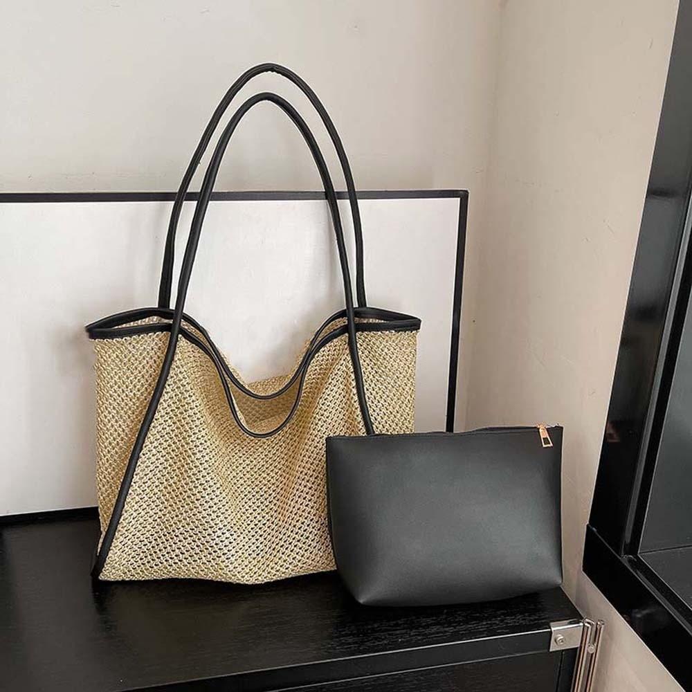 Large Capacity Beach Hollow Composite Tote Lightweight Leather Small Pouch Straw Woven Shoulder Bag Solid Color Polyester чёрный
Large Capacity Beach Hollow Composite Tote Lightweight Leather Small Pouch Straw Woven Shoulder Bag Solid Color Polyester чёрный