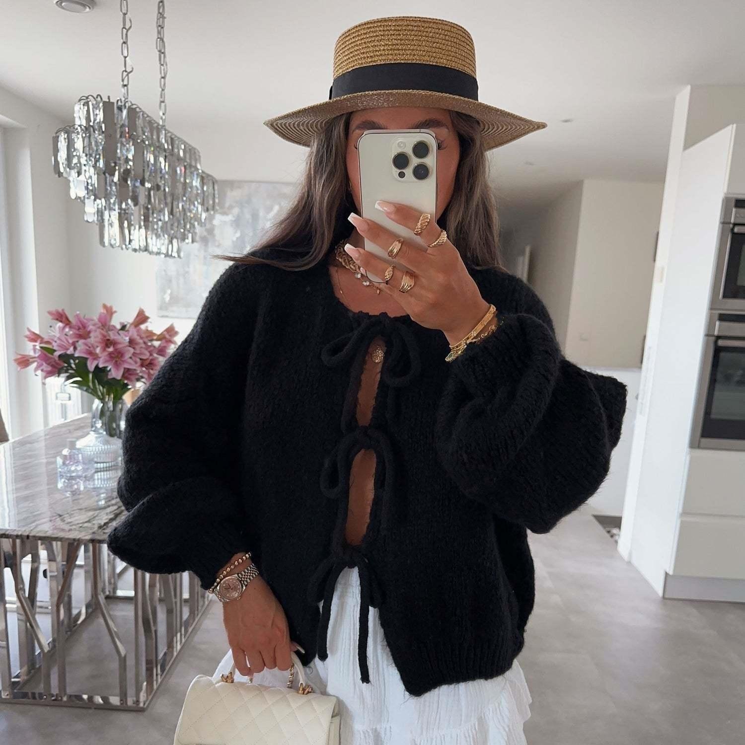 Круглый вырез на шнуровке вязаный кардиган куртка осень и зима однотонный пригородный простой свитер для женщин L чёрный
Круглый вырез на шнуровке вязаный кардиган куртка осень и зима однотонный пригородный простой свитер для женщин L чёрный