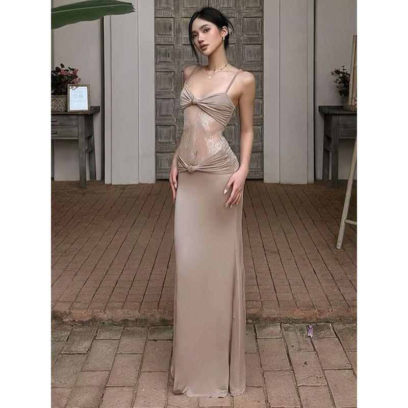 Fashionable Mature Women Backless Pleated Twist Auto Show Formal Dress Slim fit Lace Stitching Navel Tube Top Mop Long dress High Girl Kakh L
Fashionable Mature Women Backless Pleated Twist Auto Show Formal Dress Slim fit Lace Stitching Navel Tube Top Mop Long dress High Girl Kakh L