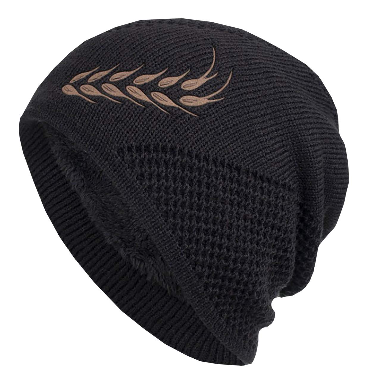 WHITE FANG Knitted Hat with Woven Leaf Fleece Cold CA379 Pattern, Casual, Stylish, Hat, Cap, Lining, Protection, Men s (01 Black)
WHITE FANG Knitted Hat with Woven Leaf Fleece Cold CA379 Pattern, Casual, Stylish, Hat, Cap, Lining, Protection, Men s (01 Black)