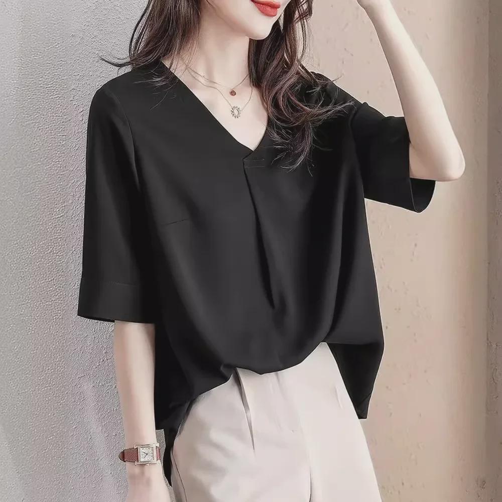 Women s 2024 Summer V-Neck Chiffon Blouse - Loose Fit with Five-Point Sleeves, Korean Style XXL чорний
Women s 2024 Summer V-Neck Chiffon Blouse - Loose Fit with Five-Point Sleeves, Korean Style XXL чорний