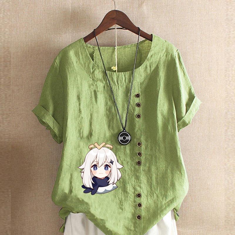 Women s Fashion Round Neck Short Sleeve T-shirt Casual Cotton Linen Graphic Shirt Leisure Loose White Haired Girl Prined Summer Blouse Tops 5XL зелёный
Women s Fashion Round Neck Short Sleeve T-shirt Casual Cotton Linen Graphic Shirt Leisure Loose White Haired Girl Prined Summer Blouse Tops 5XL зелёный