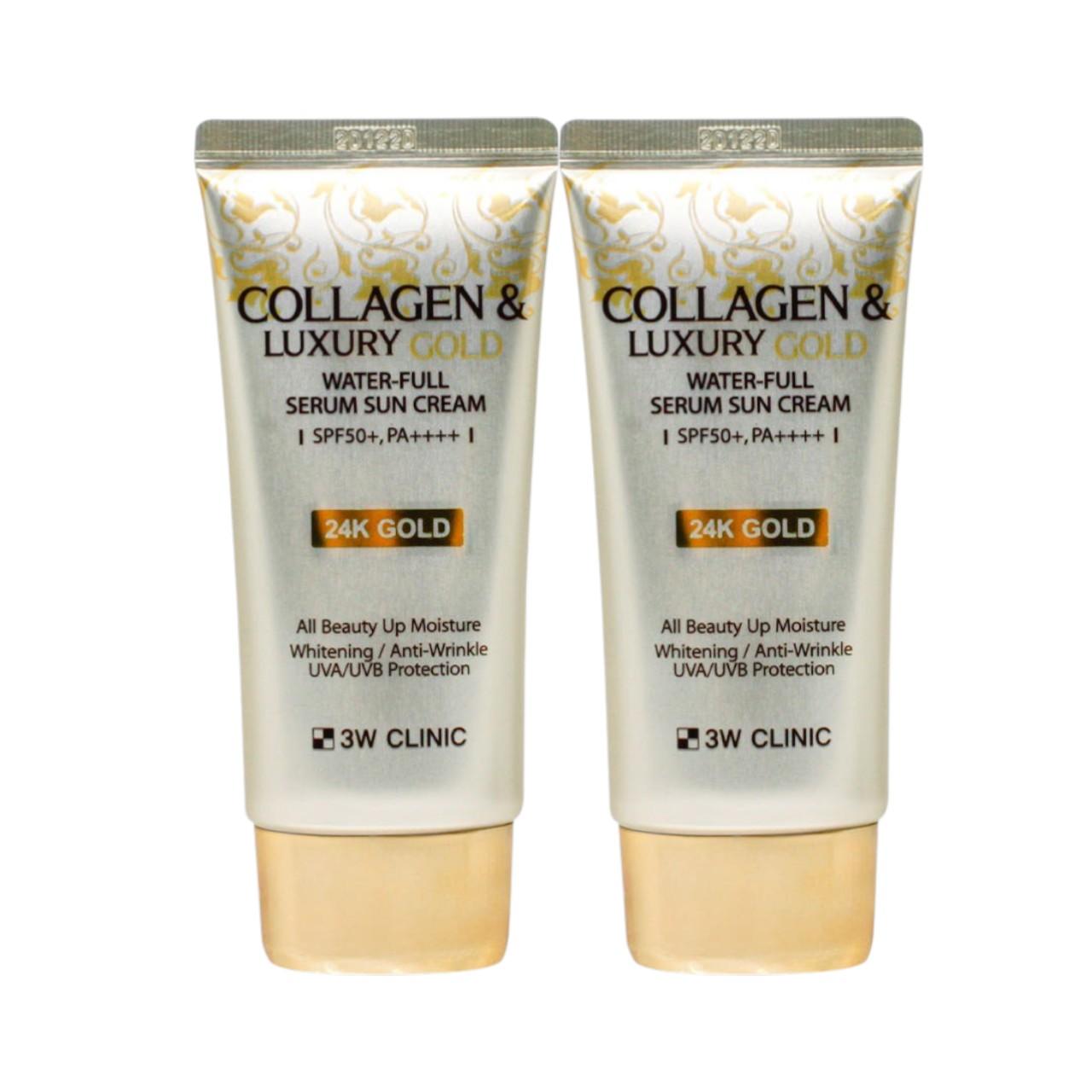 3W Clinic Collagen & Luxury Gold Water-Full Serum Sunscreen - Intense Hydrating UV Protection Duo (Set of 2) - 50g x 2 / 1.76 oz. x 2
3W Clinic Collagen & Luxury Gold Water-Full Serum Sunscreen - Intense Hydrating UV Protection Duo (Set of 2) - 50g x 2 / 1.76 oz. x 2