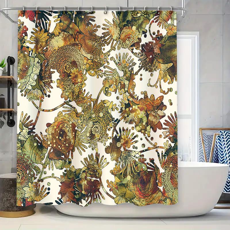 Vibrant Floral Shower Curtainbold Decorative Print For Bathroom, Waterproof Fabric Various Size Options Available W60H190(CM)-1 Pcs
Vibrant Floral Shower Curtainbold Decorative Print For Bathroom, Waterproof Fabric Various Size Options Available W60H190(CM)-1 Pcs