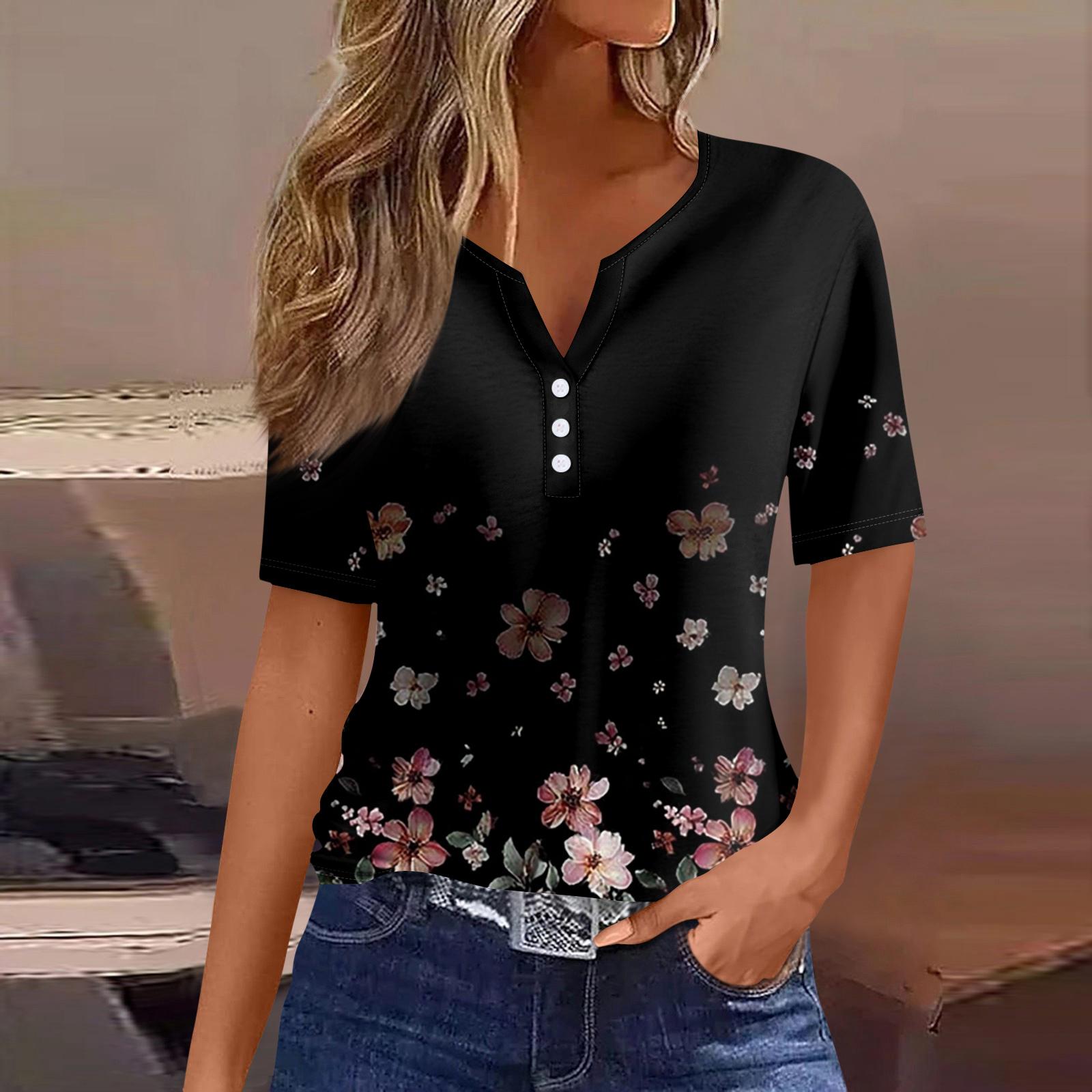 Женская мода повседневный короткий рукав цветочный принт топ L
Женская мода повседневный короткий рукав цветочный принт топ L