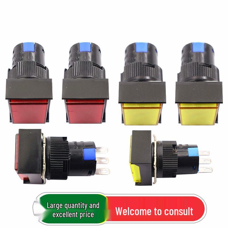 LA16 16mm Self-Resetting/Self-Locking Button Switch, Three-Legged, Three-Spring LAY72 Green Square (Self-resetting)
LA16 16mm Self-Resetting/Self-Locking Button Switch, Three-Legged, Three-Spring LAY72 Green Square (Self-resetting)