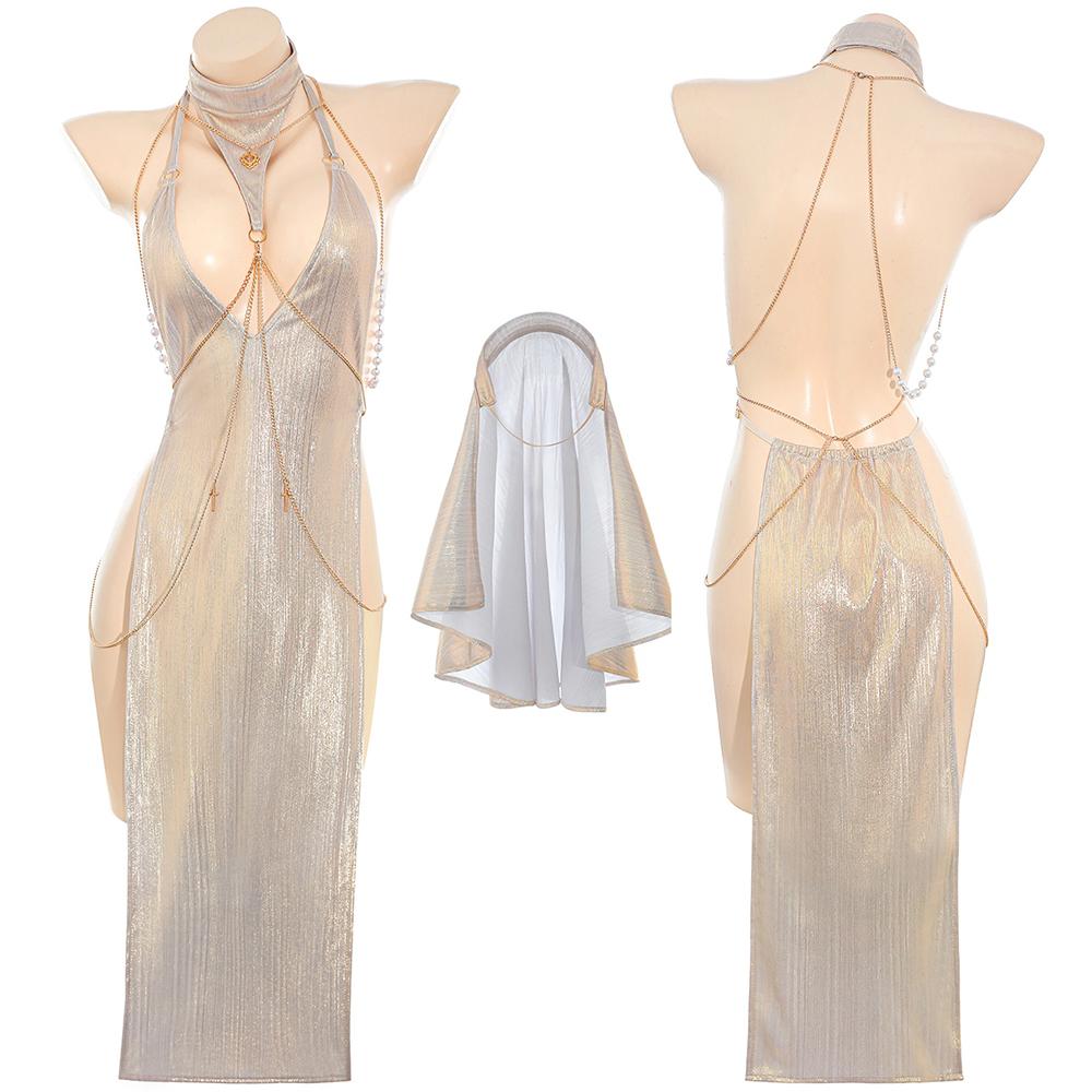 Moonlight Goddess Nun Cosplay Costume Sexy Cross Gilding Chain Dress Outfit Role Play Lingerie Halloween Costumes One Size
Moonlight Goddess Nun Cosplay Costume Sexy Cross Gilding Chain Dress Outfit Role Play Lingerie Halloween Costumes One Size