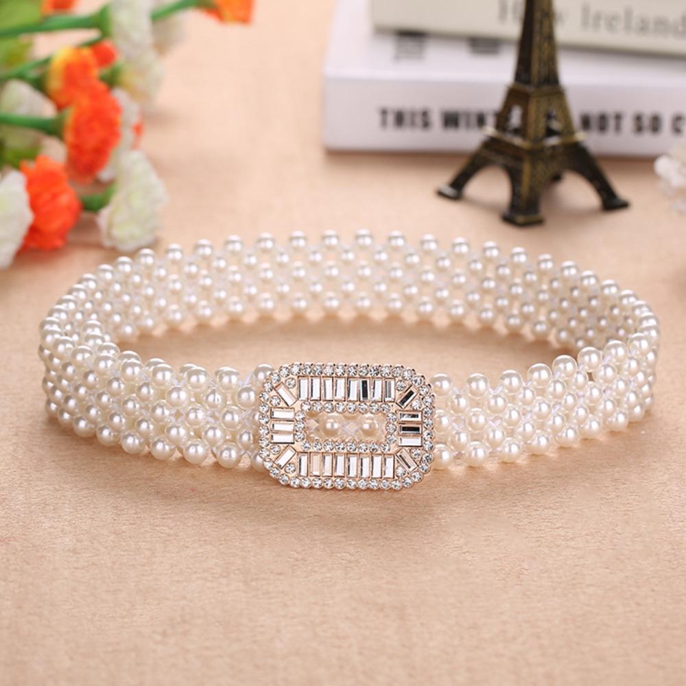 Versatile Casual Thin Waist Strap Metal Buckle Waistband Elastic Pearl Belt Trouser Dress Belts
Versatile Casual Thin Waist Strap Metal Buckle Waistband Elastic Pearl Belt Trouser Dress Belts