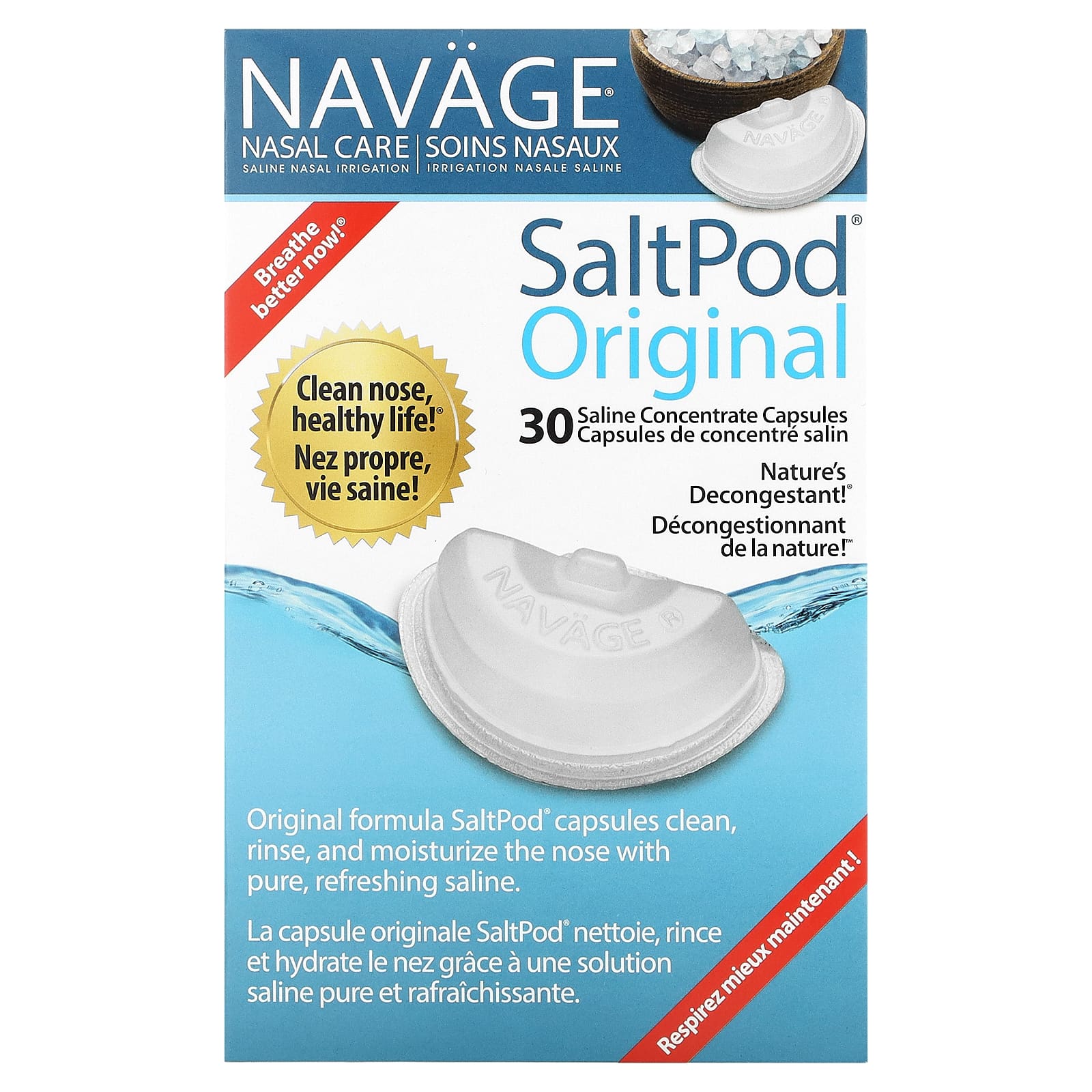 Уход за носом, Промывание носа солевым раствором, Saltpod Original, Концентрированные солевые капсулы 30
Уход за носом, Промывание носа солевым раствором, Saltpod Original, Концентрированные солевые капсулы 30