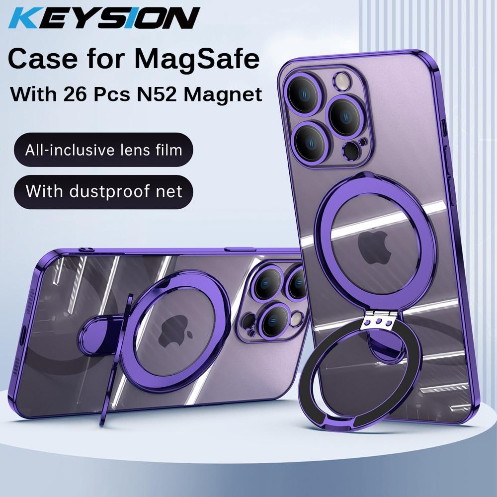 Прозрачный чехол KEYSION с покрытием MagSafe для iPhone 14 Pro Max 12 13 Pro Max, защитная пленка для камеры с магнитной подставкой, задняя крышка телефона
Прозрачный чехол KEYSION с покрытием MagSafe для iPhone 14 Pro Max 12 13 Pro Max, защитная пленка для камеры с магнитной подставкой, задняя крышка телефона