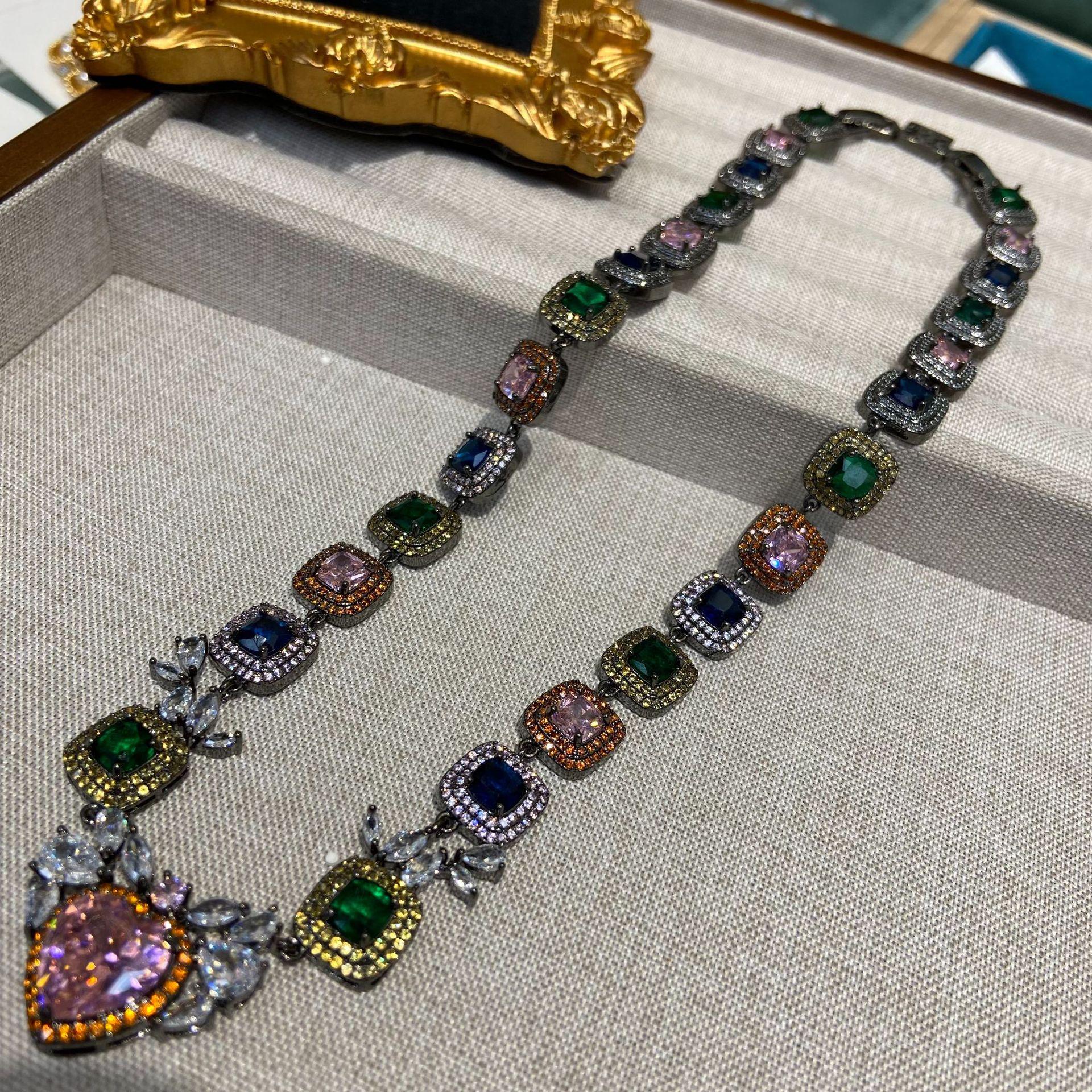Mountain Elf, Rainbow Love Pink Gem Necklace Plated 18K Gold Treasure Peach Heart Bright Large Carat Necklace
Mountain Elf, Rainbow Love Pink Gem Necklace Plated 18K Gold Treasure Peach Heart Bright Large Carat Necklace