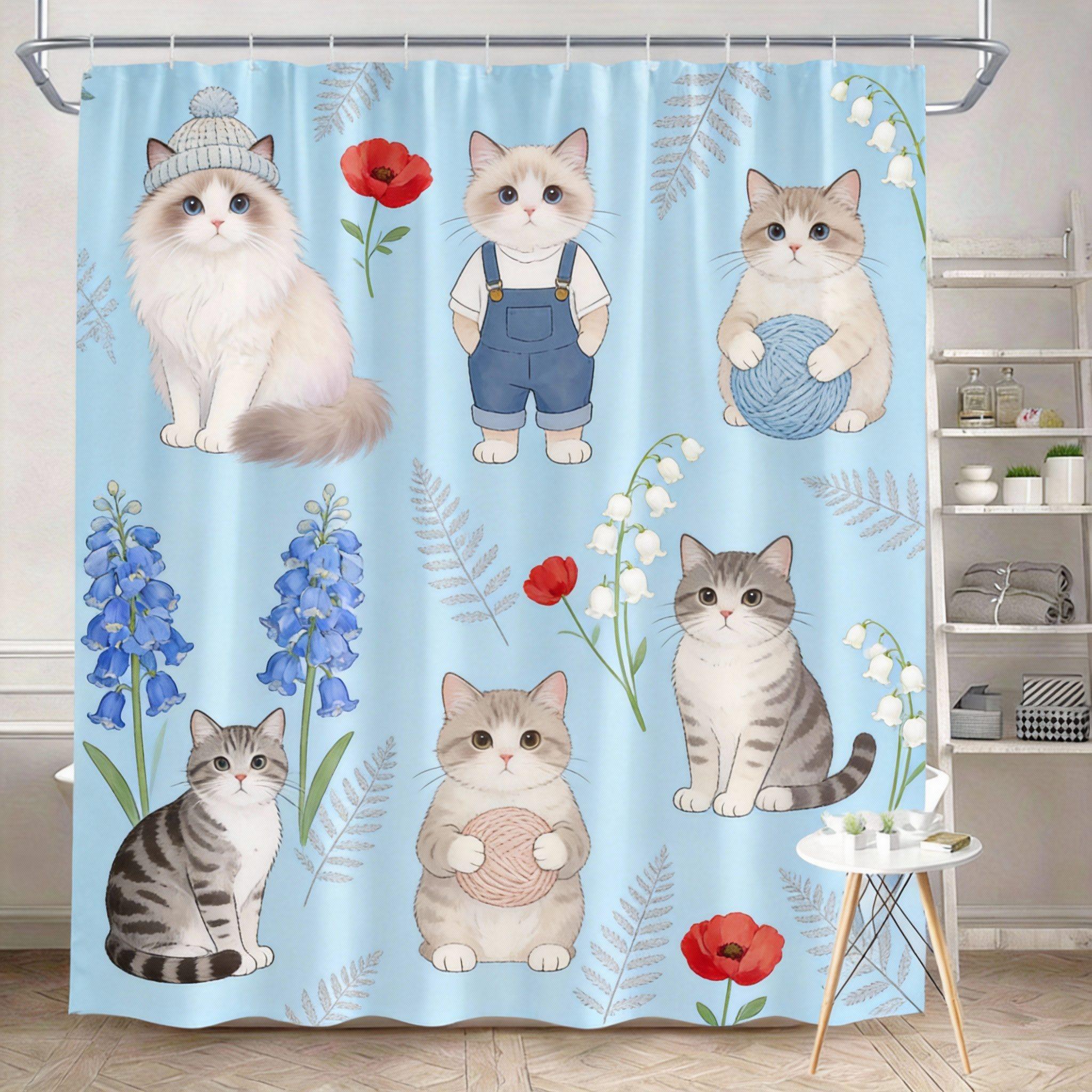 Cartoon Cat Shower Curtain 180X180Cm – Whimsical Animal & Floral Design, Playful Bathroom Decor, 12 Hooks W60H190(CM)-1 Pcs
Cartoon Cat Shower Curtain 180X180Cm – Whimsical Animal & Floral Design, Playful Bathroom Decor, 12 Hooks W60H190(CM)-1 Pcs