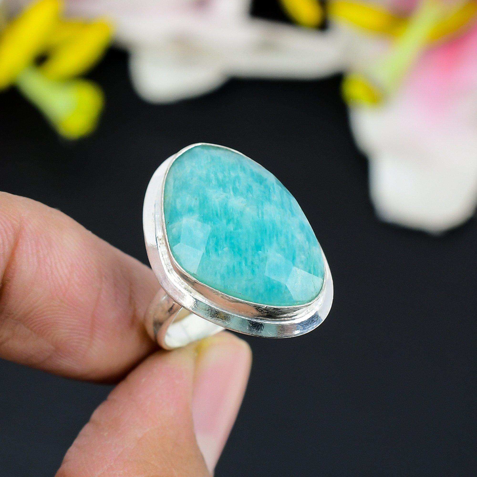 Amazonite Gemstone Handmade 925 Sterling Silver Jewelry Ring Size 7.5 KG-333
Amazonite Gemstone Handmade 925 Sterling Silver Jewelry Ring Size 7.5 KG-333