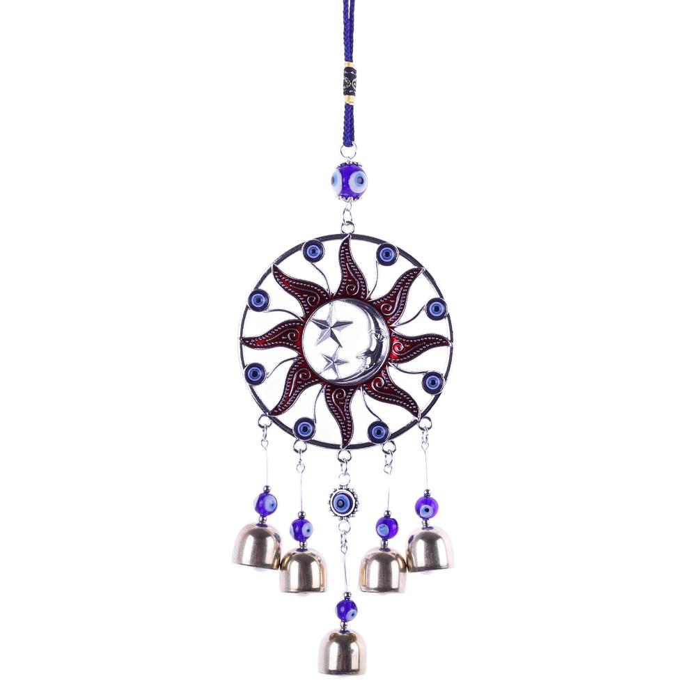 Turkiye Blue Eyes Alloy Sun Star Moon Pendant with Bell Charm Wind Chimes for Home Garden Hanging Wall Decoration Lucky Amulet
Turkiye Blue Eyes Alloy Sun Star Moon Pendant with Bell Charm Wind Chimes for Home Garden Hanging Wall Decoration Lucky Amulet