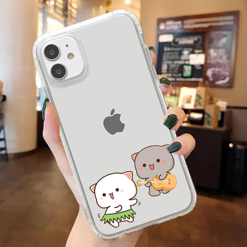 Чехол для телефона с милым персиковым котом для iphone 5 5S se 2 6 6s 7 8 12 mini plus X XS XR 11 PRO MAX, прозрачный силиконовый чехол, мягкий бампер IphoneX XS