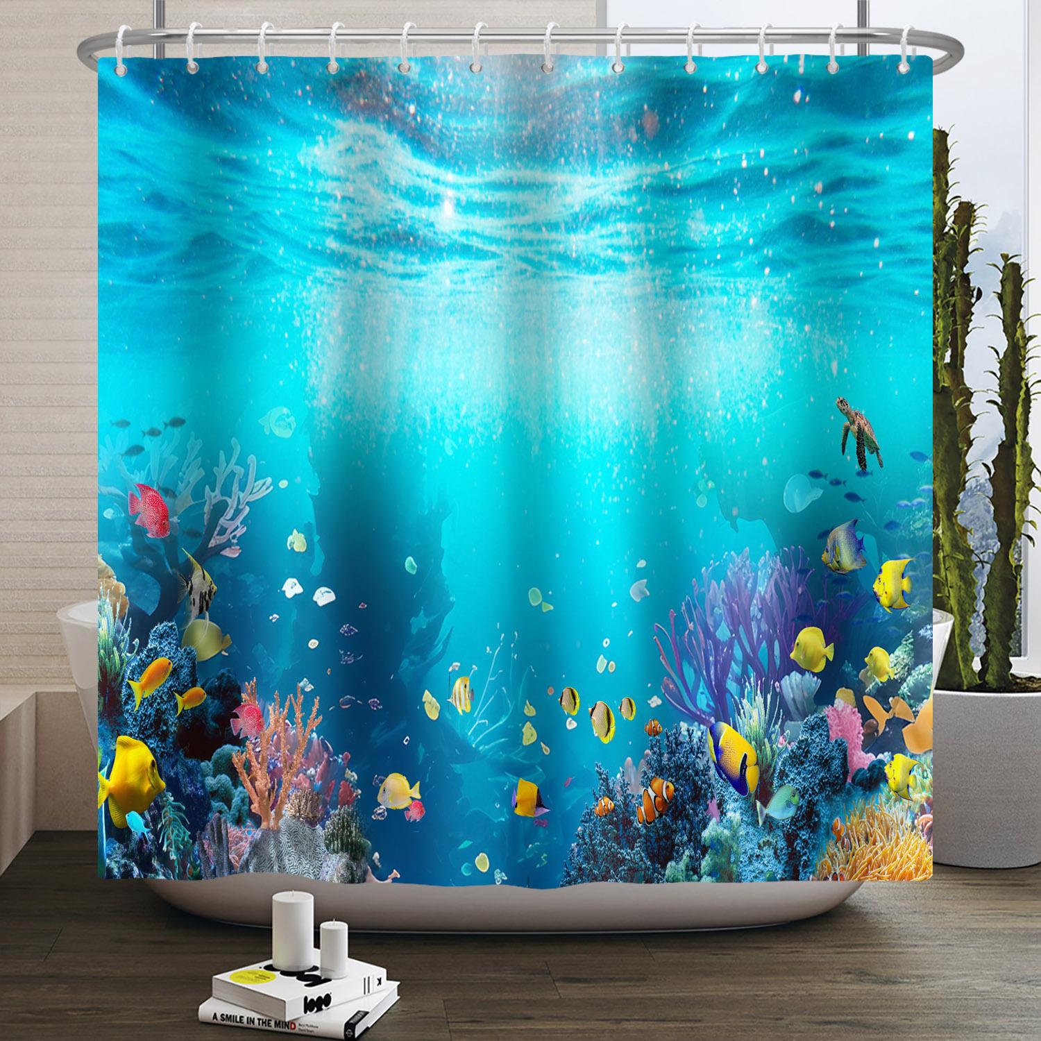 Underwater World Ocean Shower Curtain for Bathroom Seabed Animals Sea Turtle Dolphin Fish Waterproof Bathroom Curtain With Hooks W120xH180cm
Underwater World Ocean Shower Curtain for Bathroom Seabed Animals Sea Turtle Dolphin Fish Waterproof Bathroom Curtain With Hooks W120xH180cm